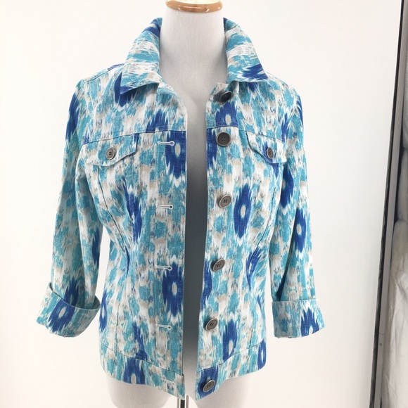 Chico’s Linen Cotton Sz 0 (= Sz S) Ikat Jacket - Picture 1 of 8